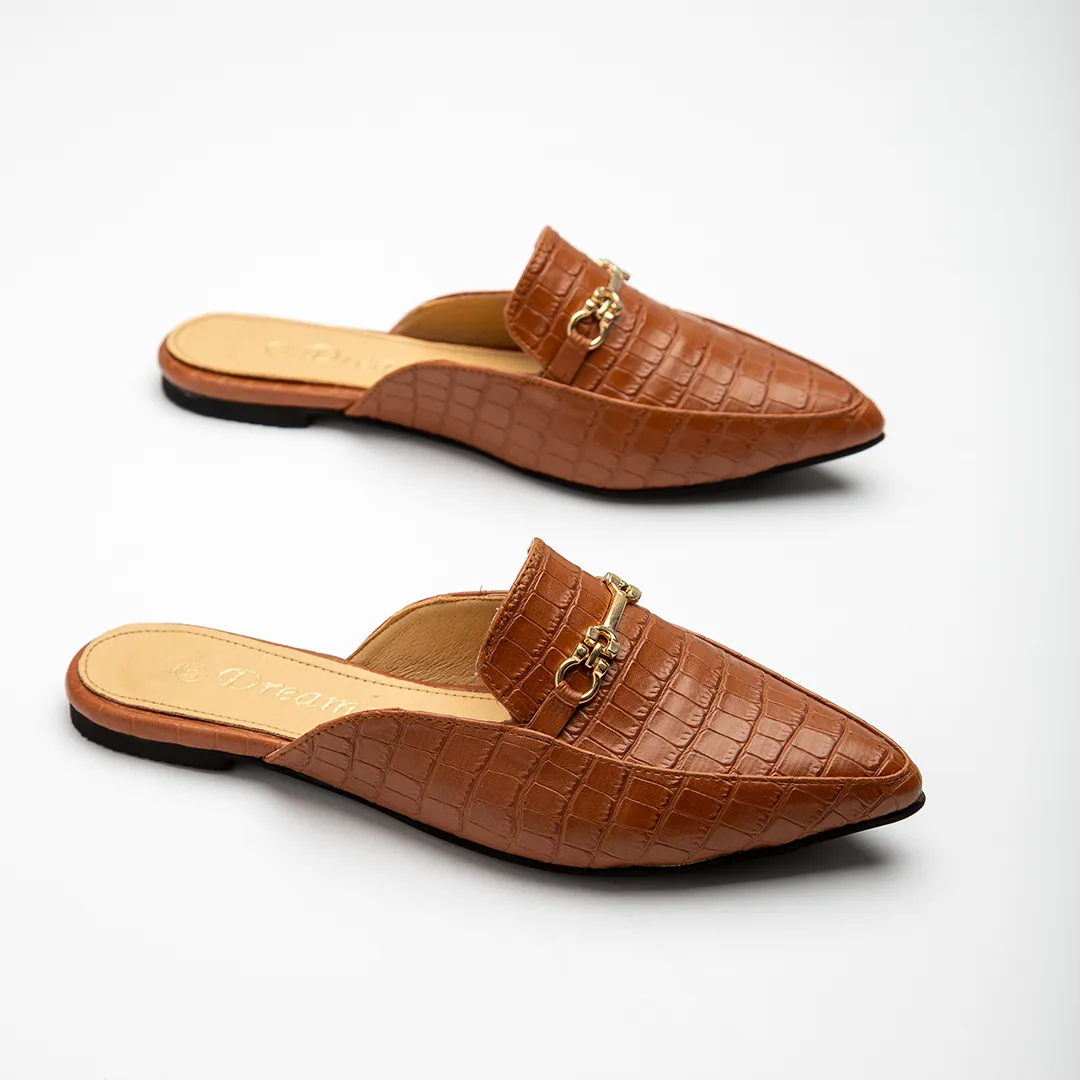 Sunata | Croco Summer Mules - camel