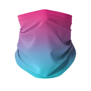 Teal Blue Faded to Hot Pink Neck Gaiter/Face Mask