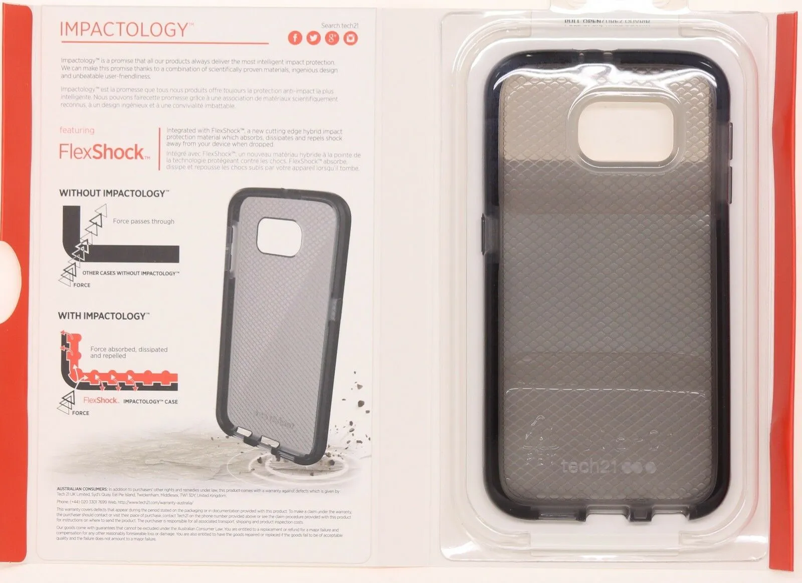 Tech21 Evo Check FlexShock Slip Cover Case Samsung Galaxy S6 - Smokey Black