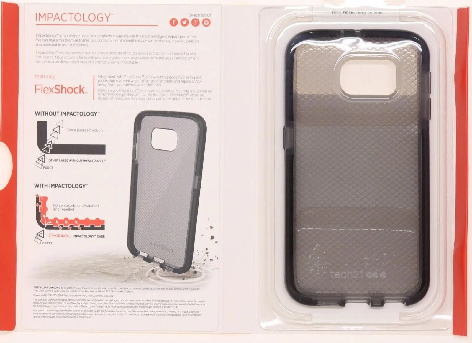 Tech21 Evo Check FlexShock Slip Cover Case Samsung Galaxy S6 - Smokey Black