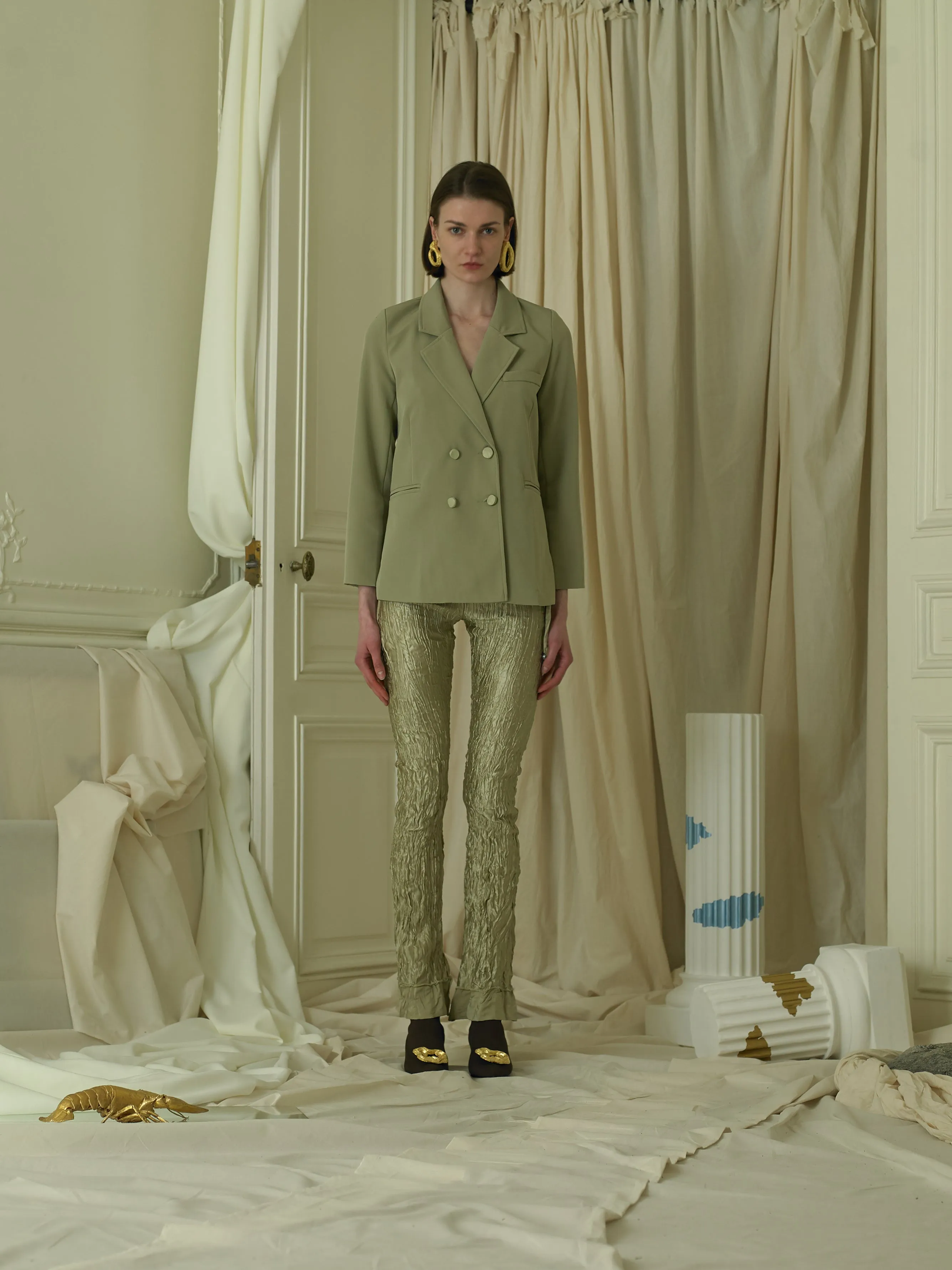 Techno-Knit Galea Low-Heeled Boots - Chataigne/Gold