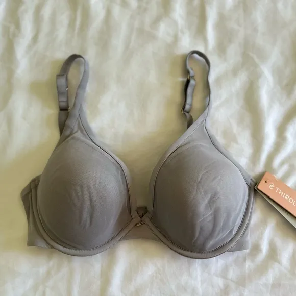 THIRDLOVE  24/7 Classic Contour Plunge Bra NWT Grey O-36