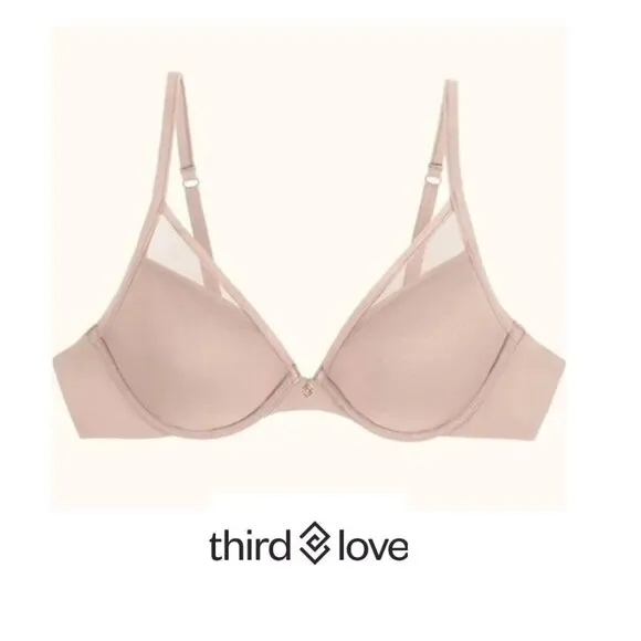 THIRDLOVE  24/7 Classic Contour Plunge Bra NWT Grey O-36
