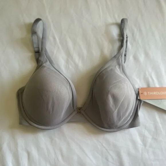 THIRDLOVE  24/7 Classic Contour Plunge Bra NWT Grey O-36