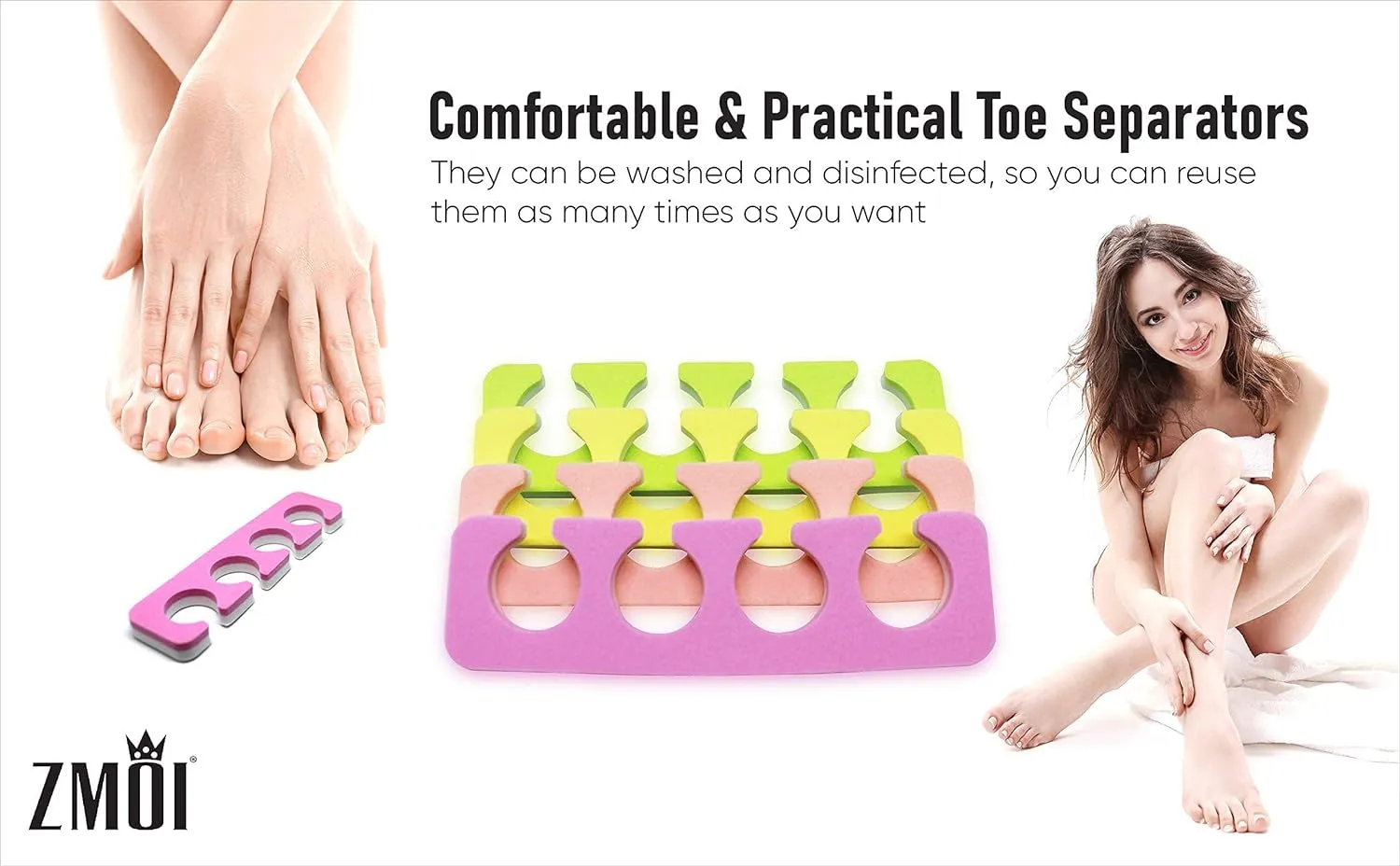 Toe Separators Set - 24 Pieces Premium Pedicure Tool Kit Super Soft & Durable Two Tone