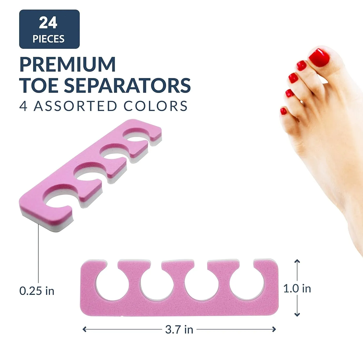 Toe Separators Set - 24 Pieces Premium Pedicure Tool Kit Super Soft & Durable Two Tone