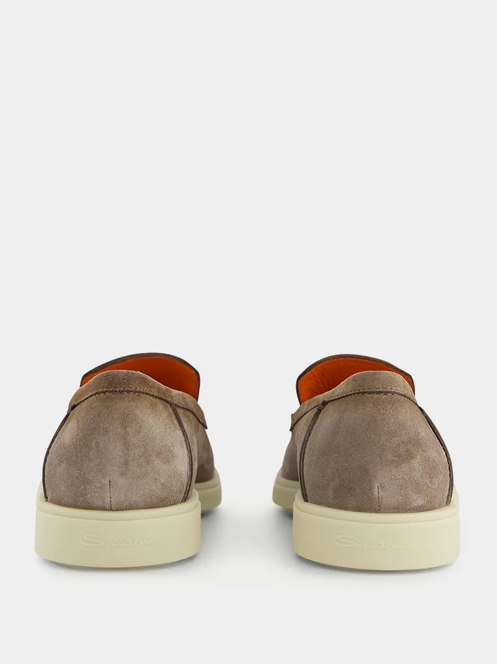 Tonal-Stitching Leather Loafers