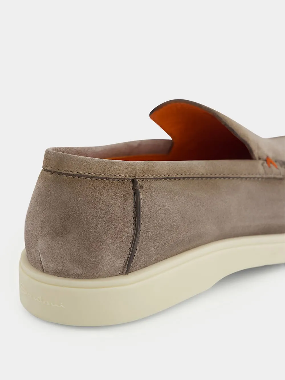 Tonal-Stitching Leather Loafers