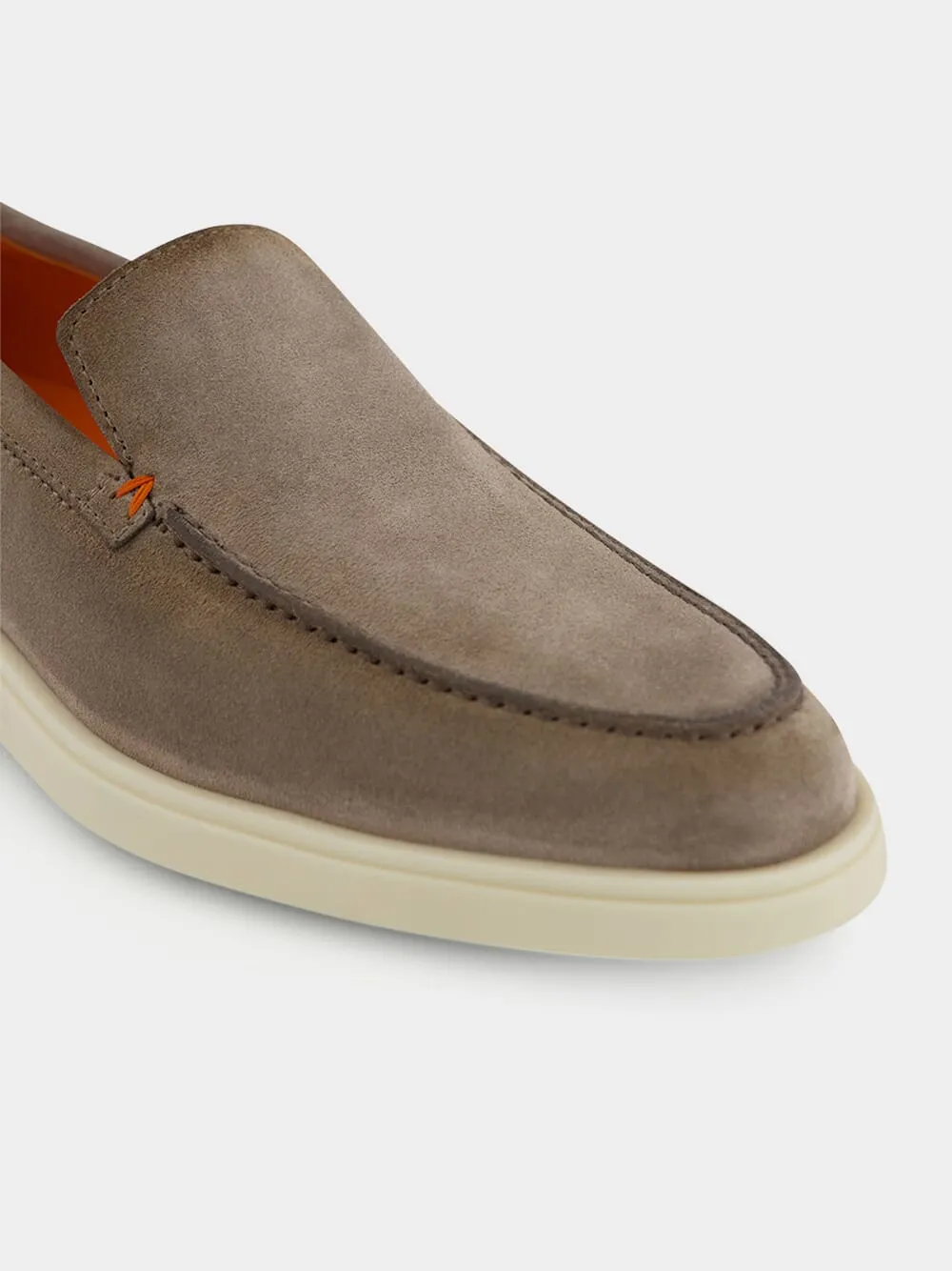 Tonal-Stitching Leather Loafers