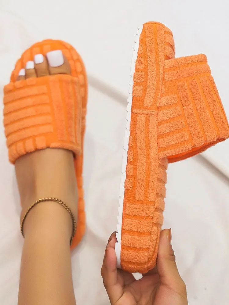 Toweling Round Toe Flat Slider