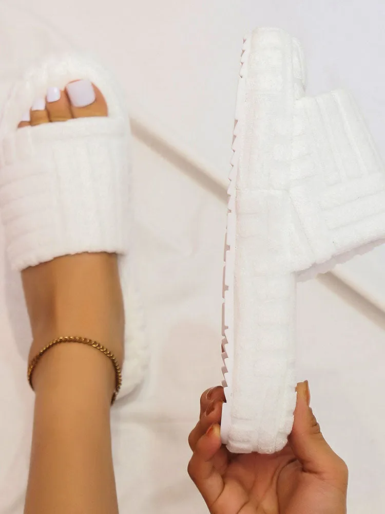 Toweling Round Toe Flat Slider