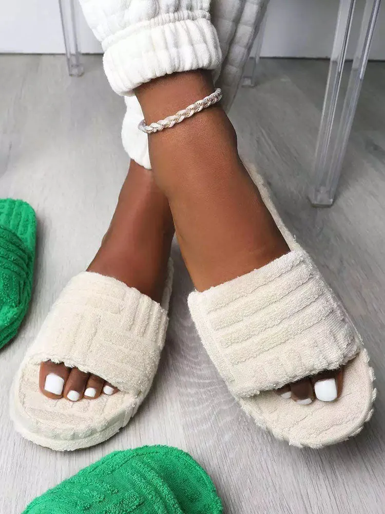 Toweling Round Toe Flat Slider