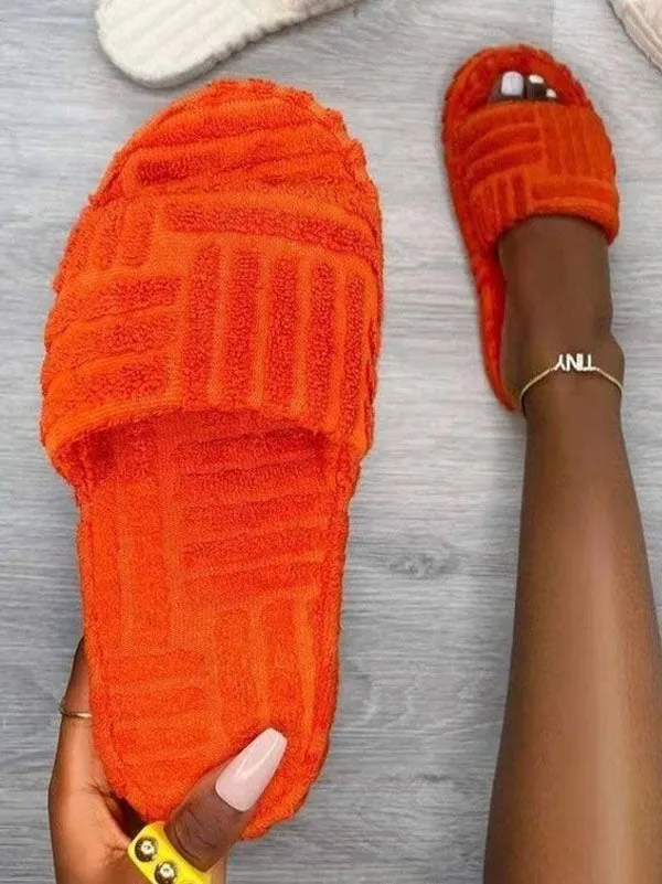 Toweling Round Toe Flat Slider