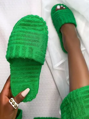 Toweling Round Toe Flat Slider