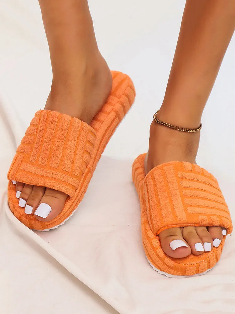Toweling Round Toe Flat Slider