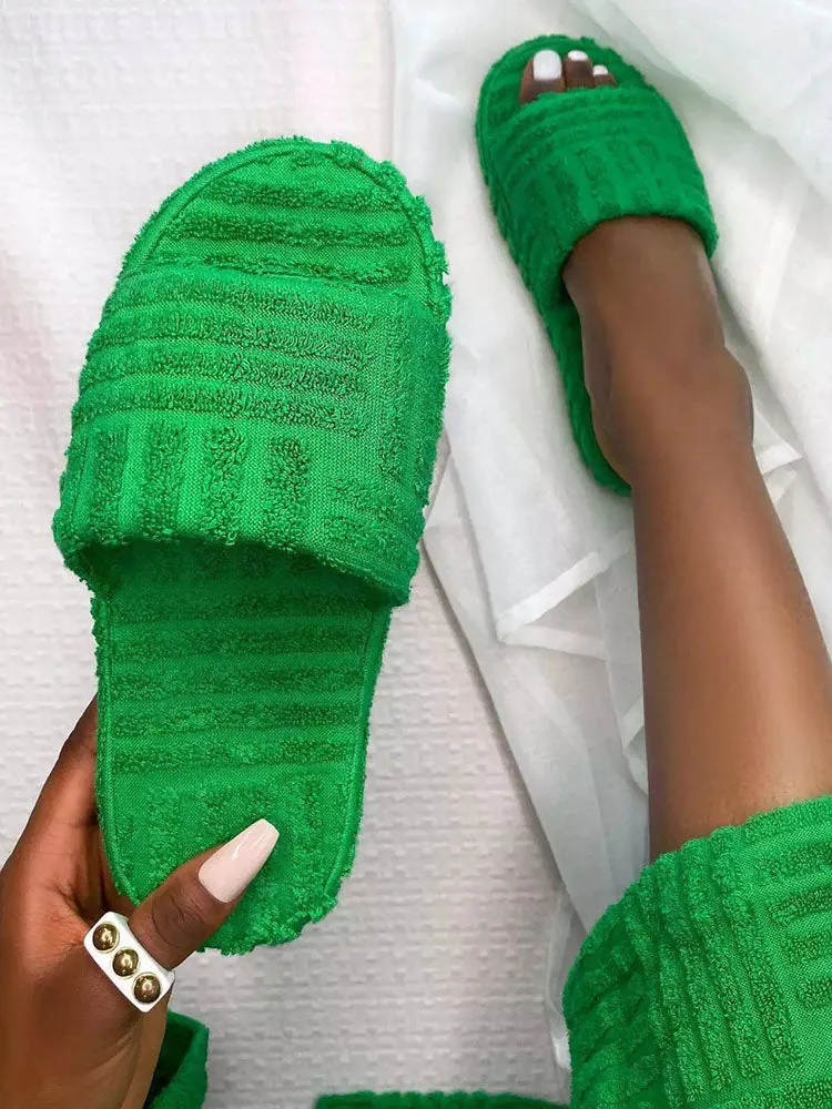 Toweling Round Toe Flat Slider
