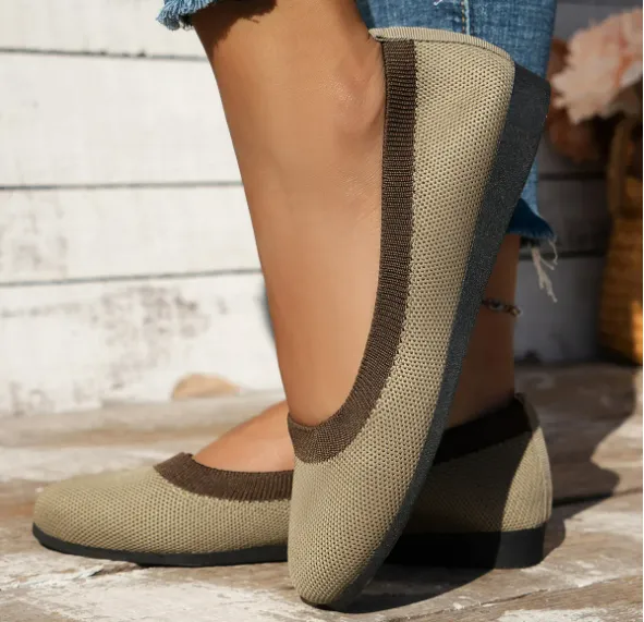 Two-Tone Rounded Knit Flats