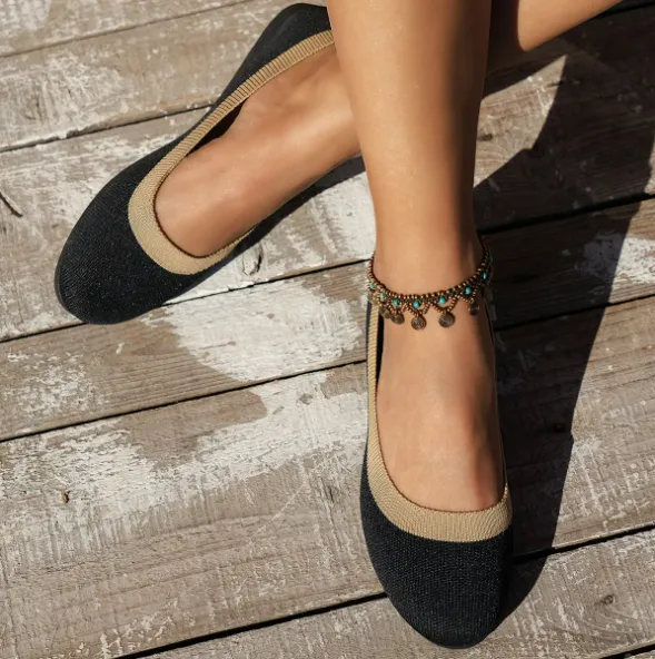 Two-Tone Rounded Knit Flats