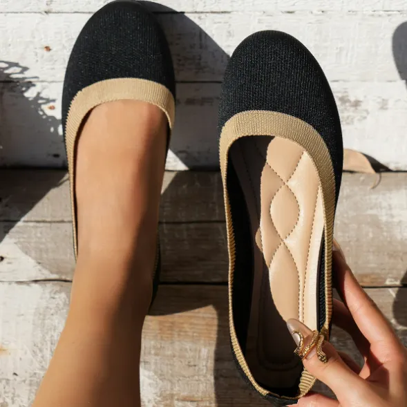 Two-Tone Rounded Knit Flats
