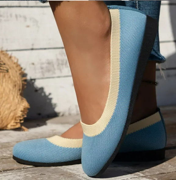 Two-Tone Rounded Knit Flats