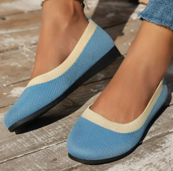 Two-Tone Rounded Knit Flats