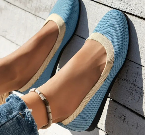 Two-Tone Rounded Knit Flats