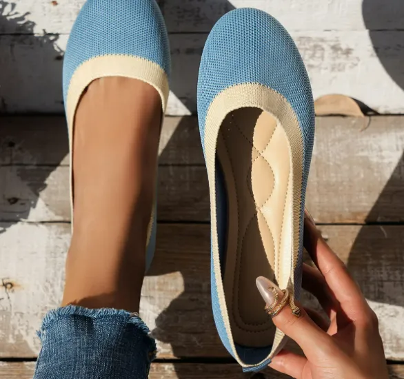 Two-Tone Rounded Knit Flats