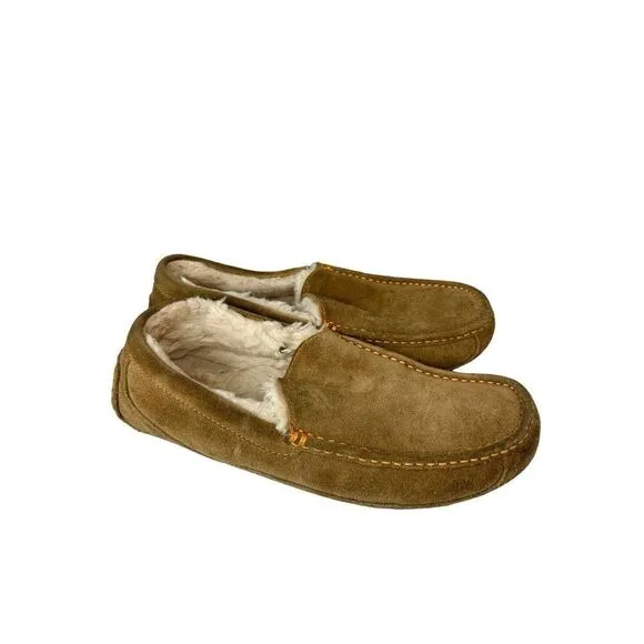 UGG M Ascot Brown Suede Slip On Loafer Slippers Casual Adult Men’s Size 9