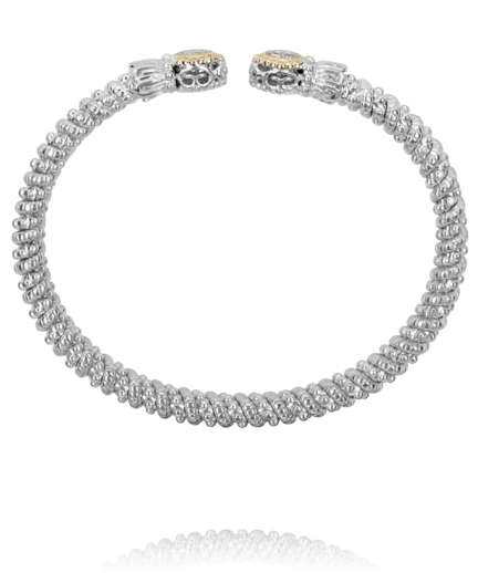 Vahan Sterling Silver & 14K Yellow Gold Diamond Pave "Spades" Bangle Bracelet