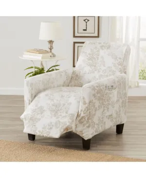 Velvet Plush Stretch Recliner Slipcover Silver Multi Recliner (Up to 48" Wide)