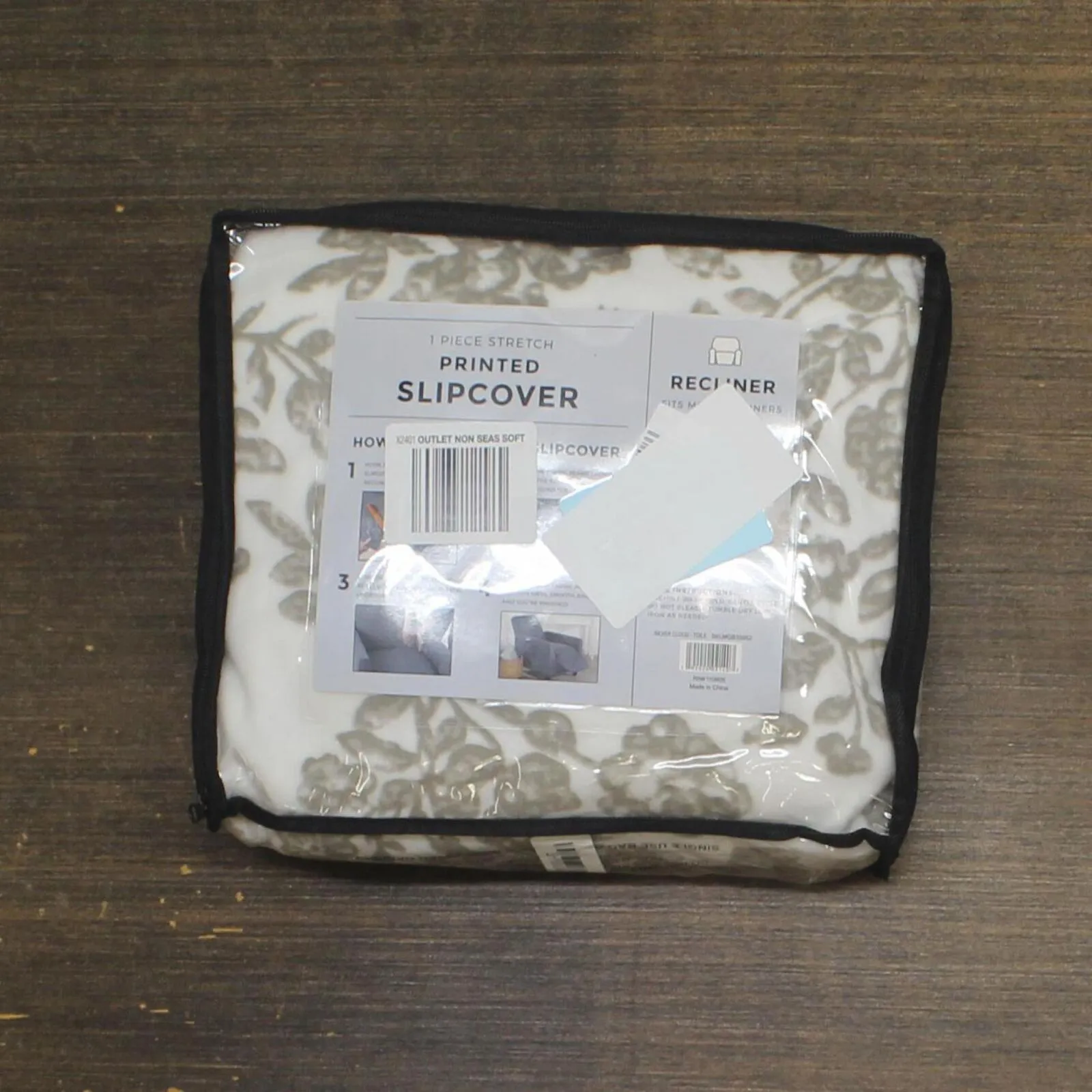 Velvet Plush Stretch Recliner Slipcover Silver Multi Recliner (Up to 48" Wide)