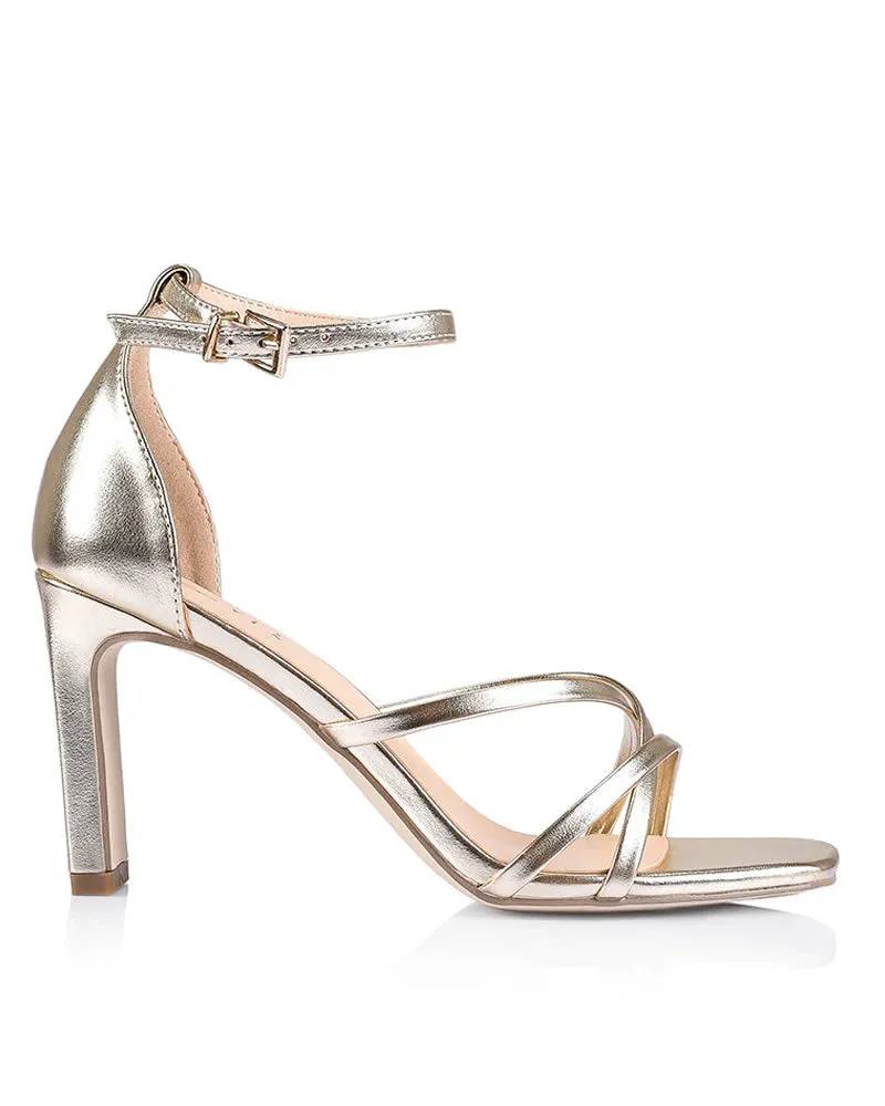 Verali Kingdom Strappy Shaved Block Heels Champagne