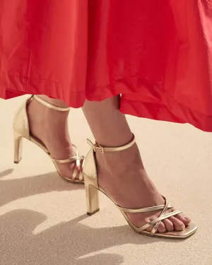 Verali Kingdom Strappy Shaved Block Heels Champagne
