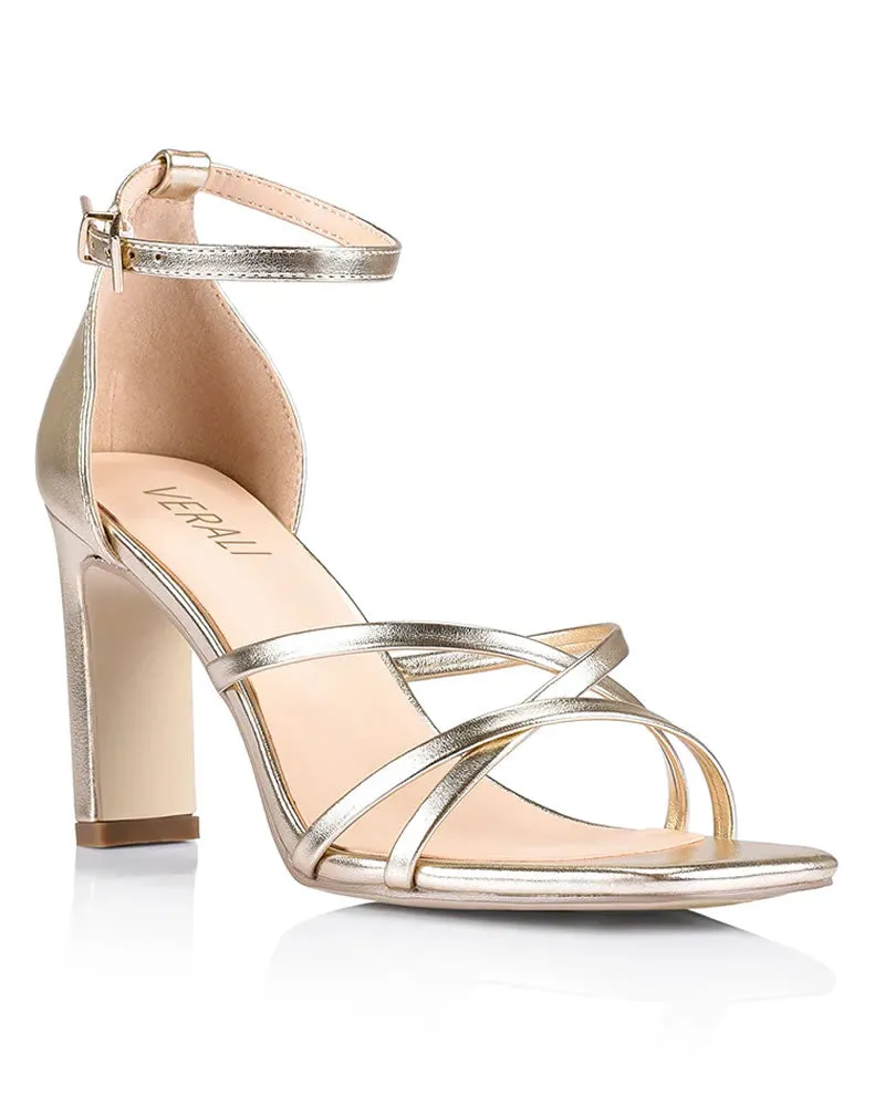Verali Kingdom Strappy Shaved Block Heels Champagne