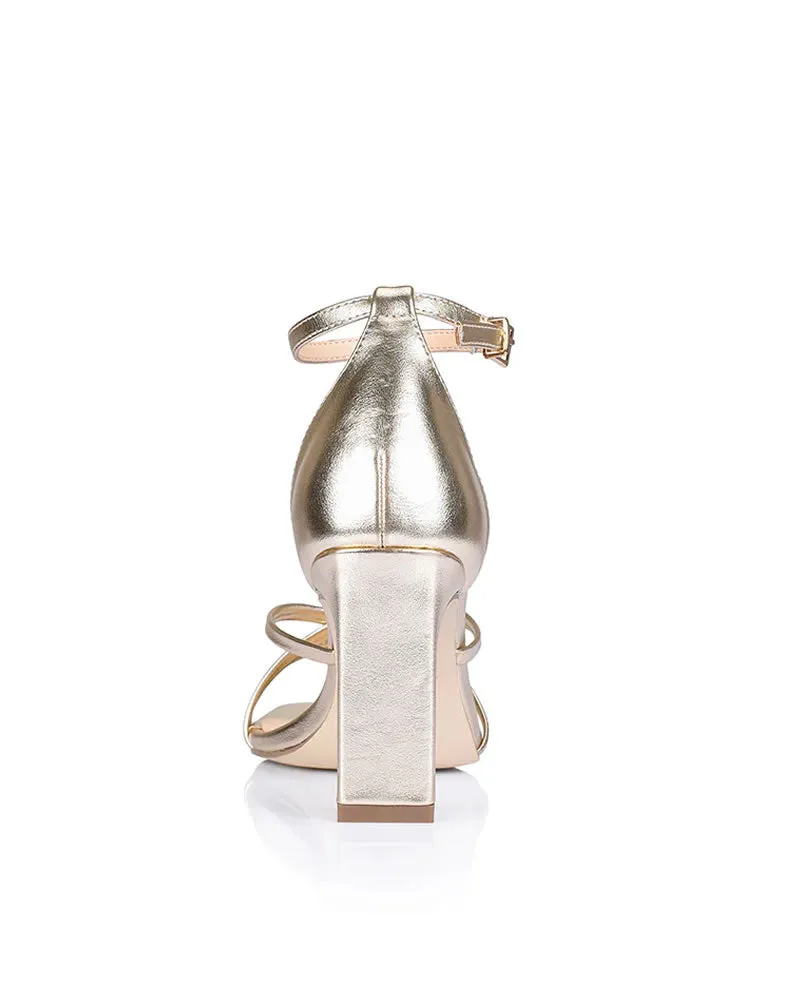 Verali Kingdom Strappy Shaved Block Heels Champagne