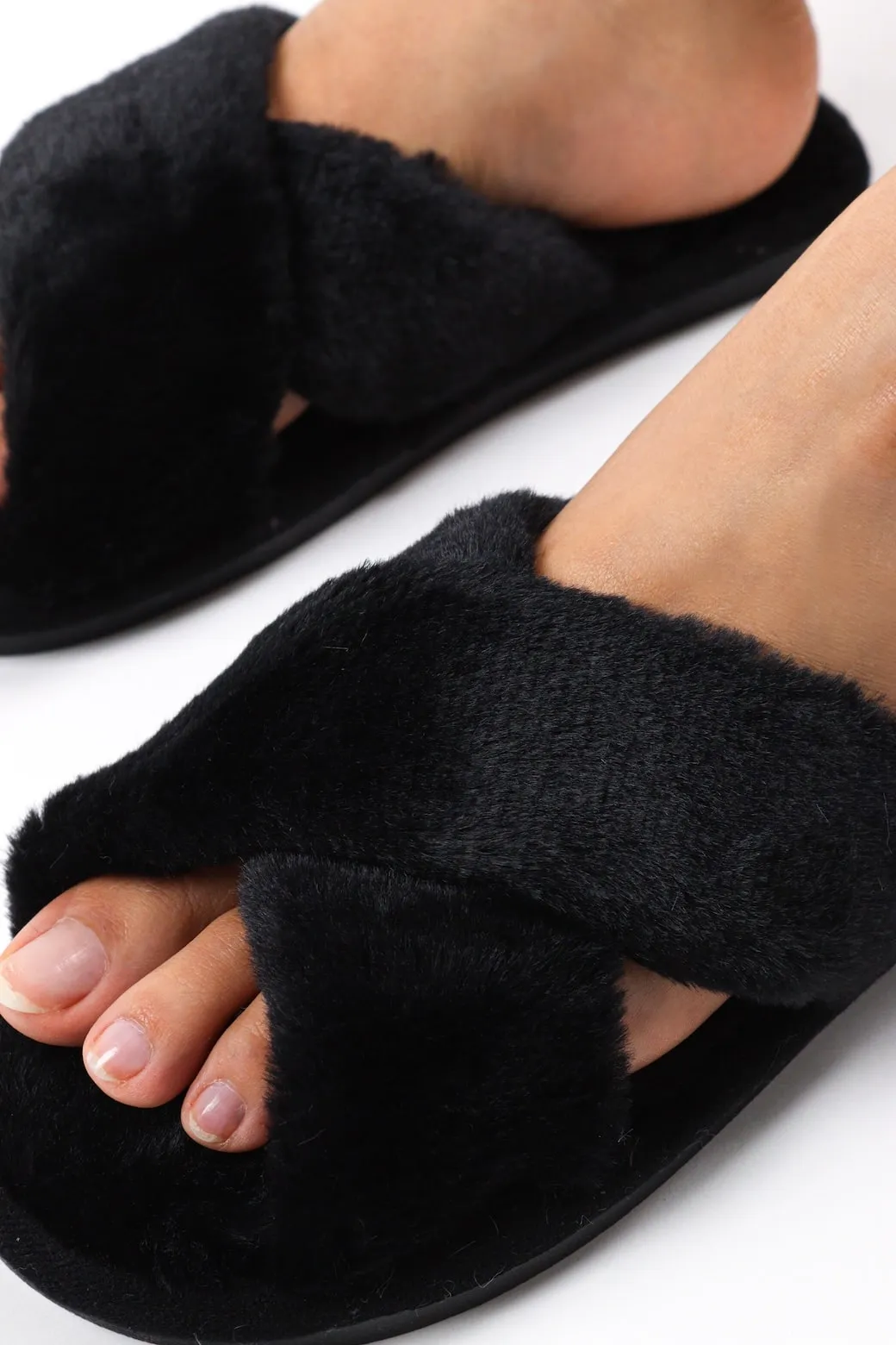 Viny - Cross Faux Fur Slipper
