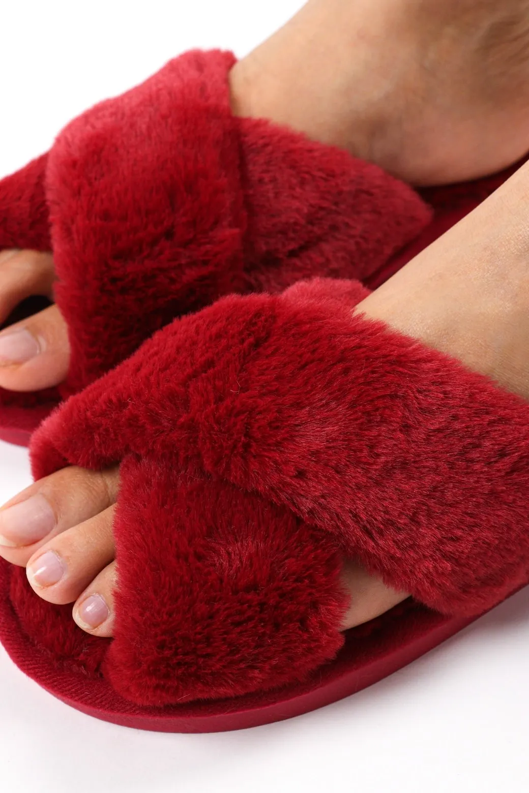 Viny - Cross Faux Fur Slipper