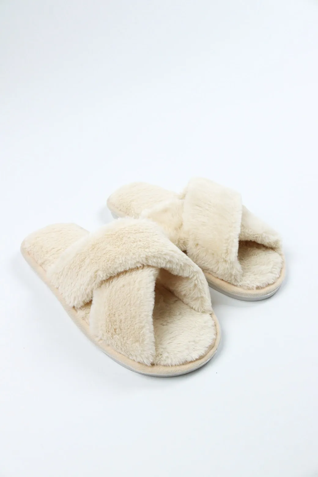 Viny - Cross Faux Fur Slipper