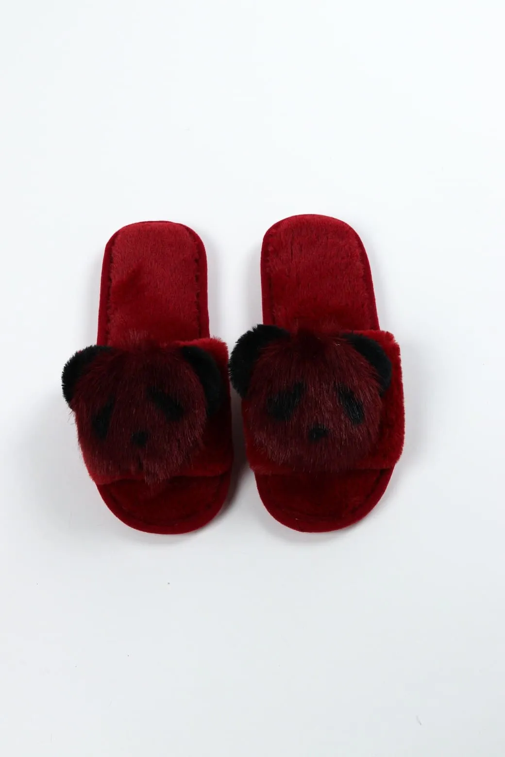 Viny - Faux Fur Panda Slipper For Women