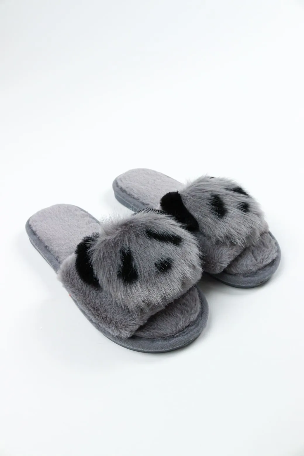 Viny - Faux Fur Panda Slipper For Women