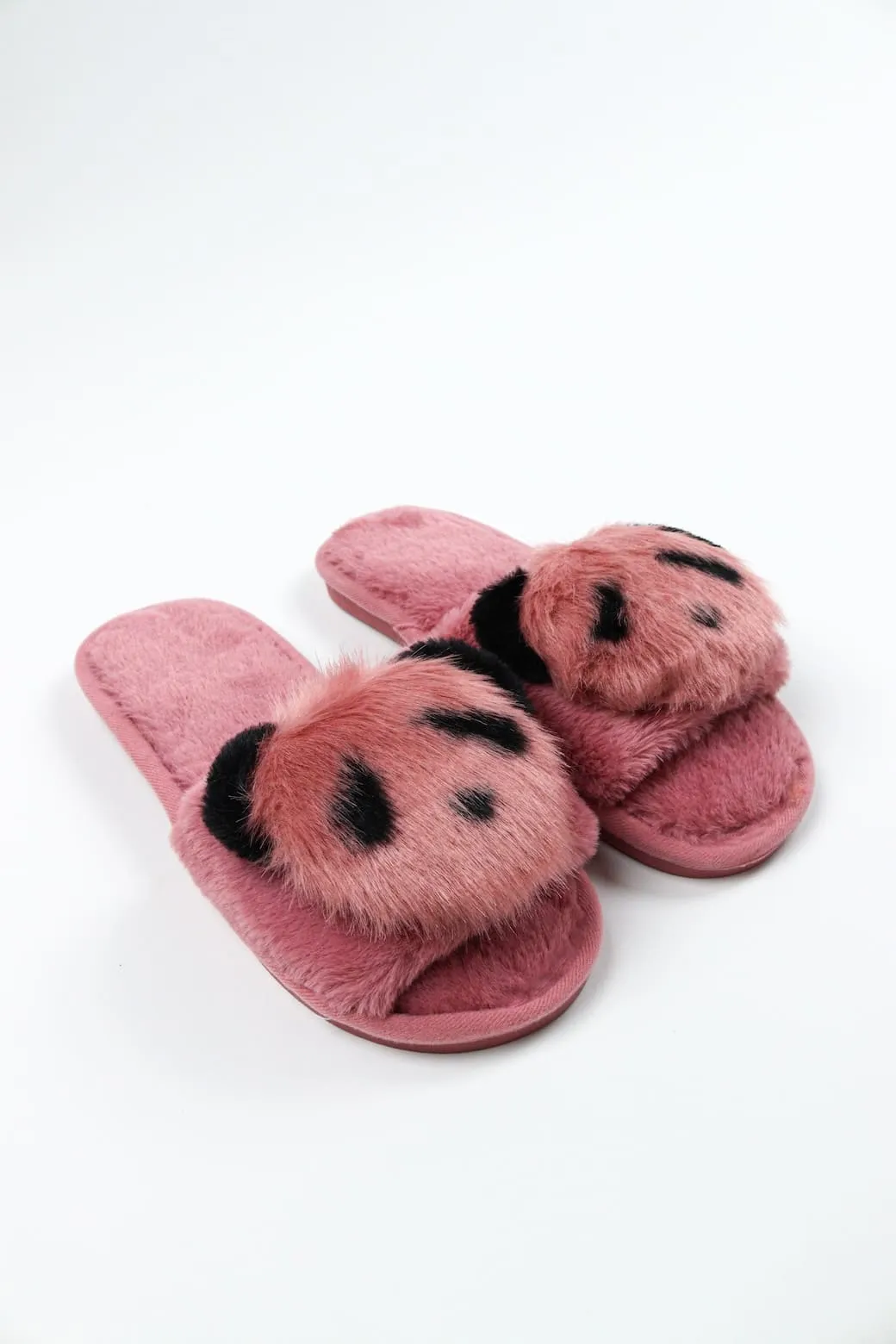 Viny - Faux Fur Panda Slipper For Women
