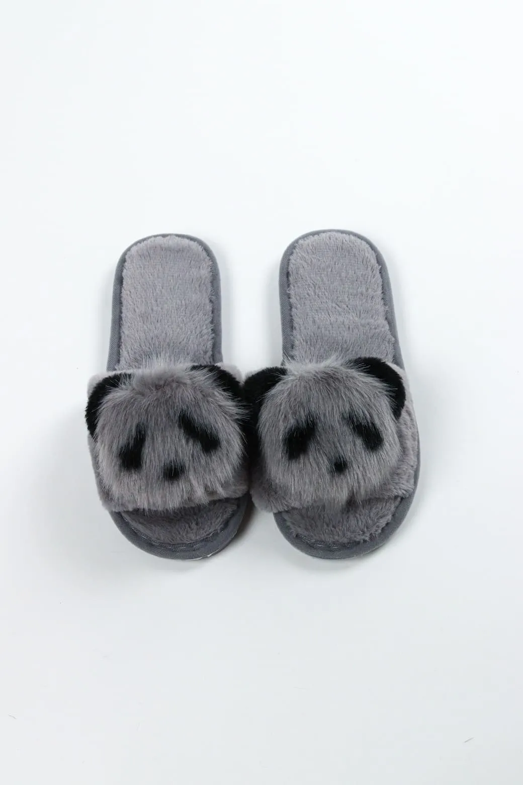 Viny - Faux Fur Panda Slipper For Women