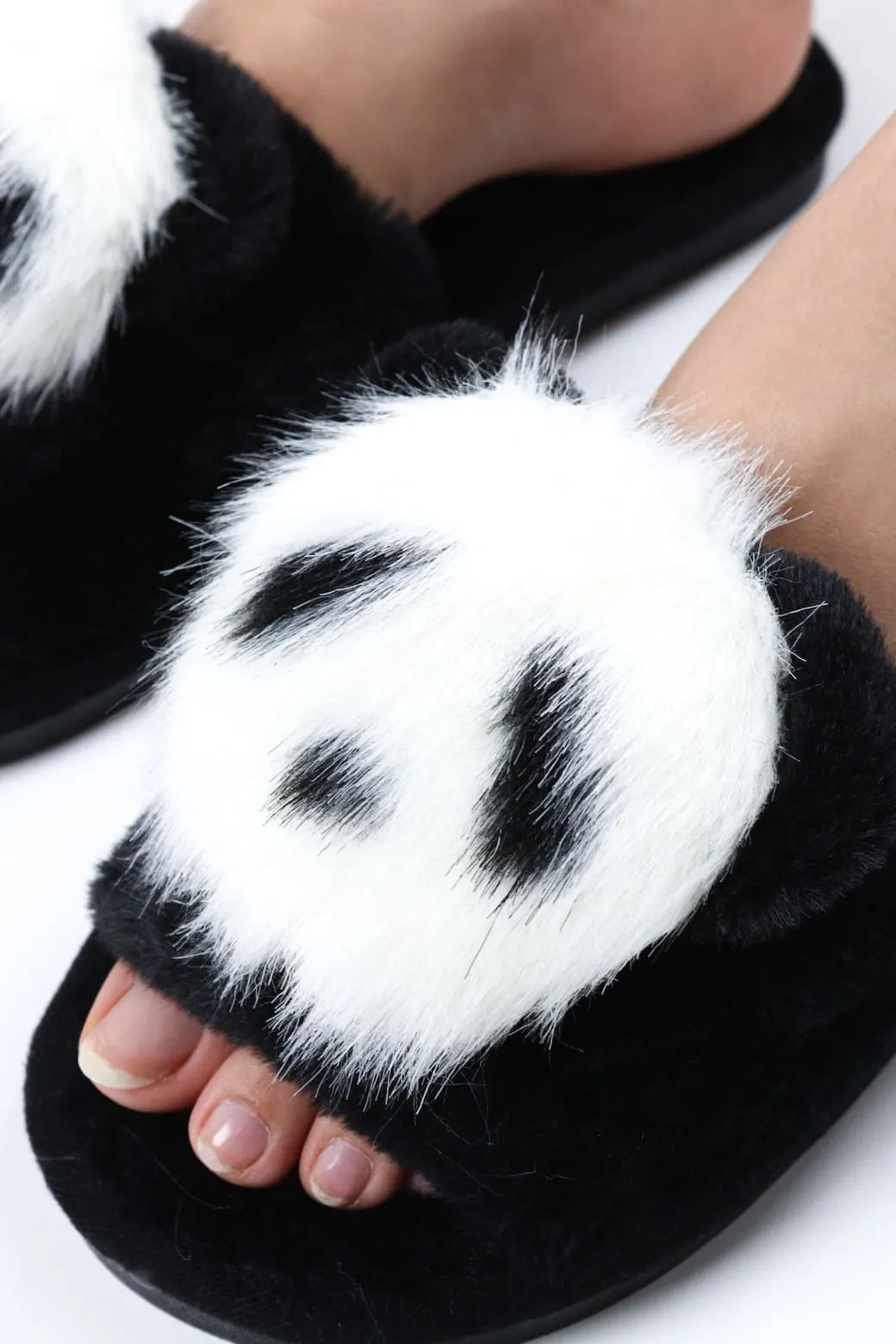 Viny - Faux Fur Panda Slipper For Women