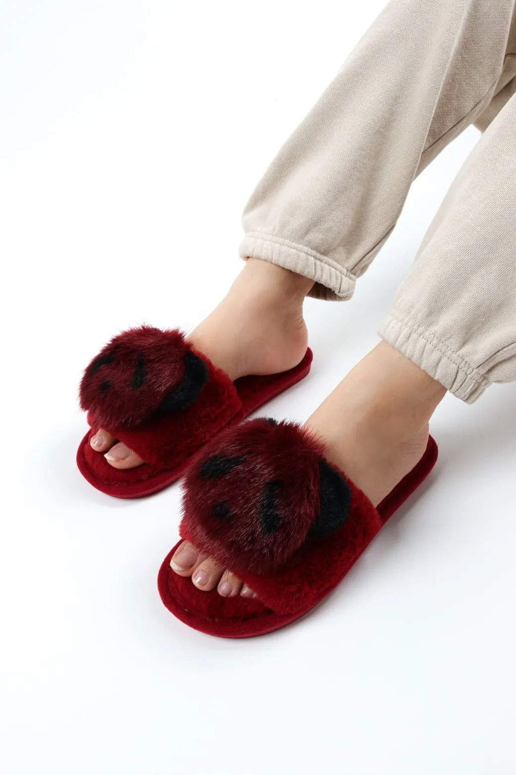 Viny - Faux Fur Panda Slipper For Women