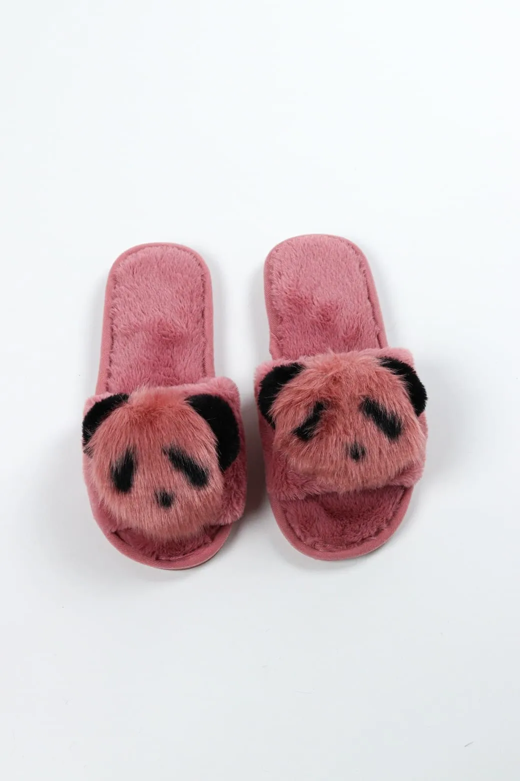 Viny - Faux Fur Panda Slipper For Women