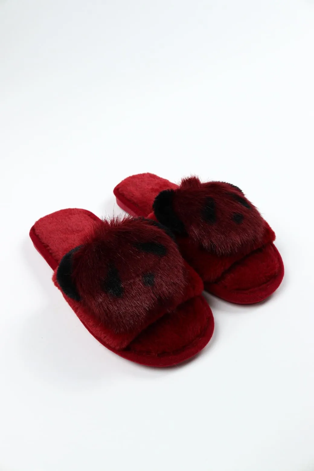 Viny - Faux Fur Panda Slipper For Women