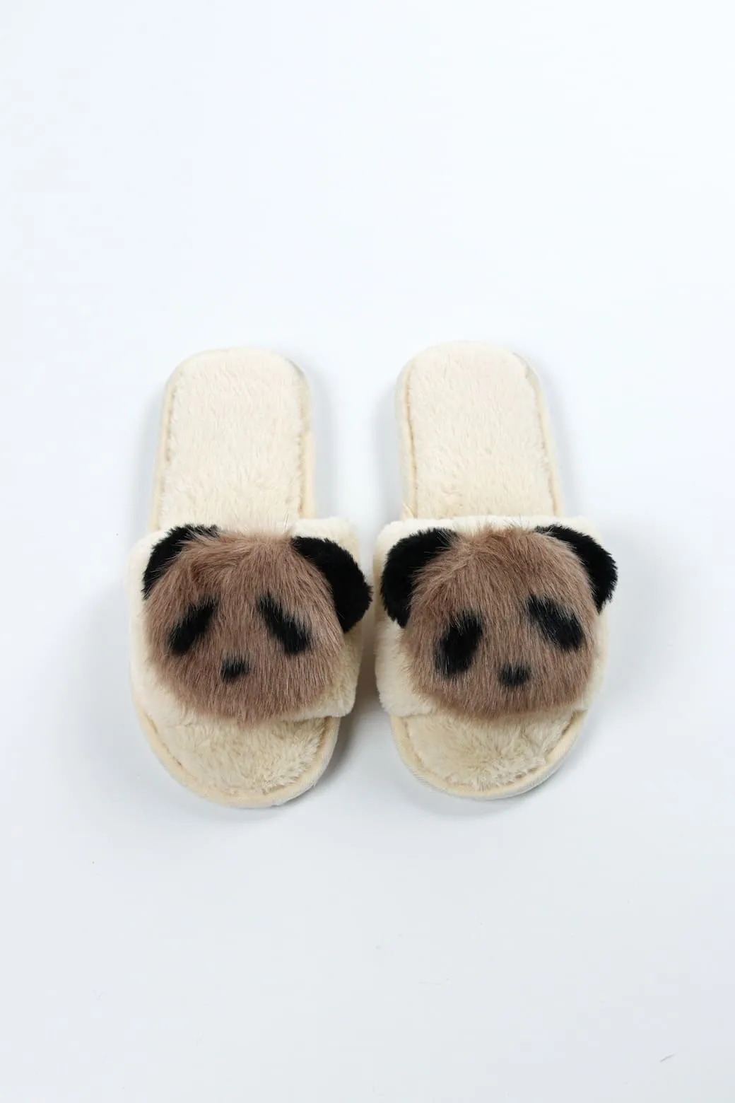 Viny - Faux Fur Panda Slipper For Women