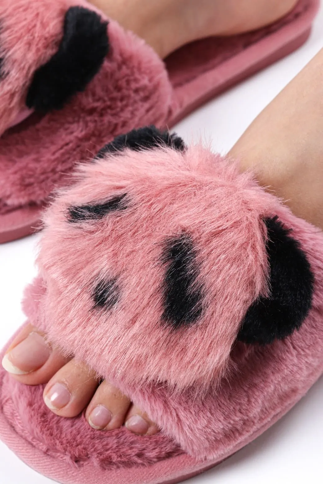 Viny - Faux Fur Panda Slipper For Women