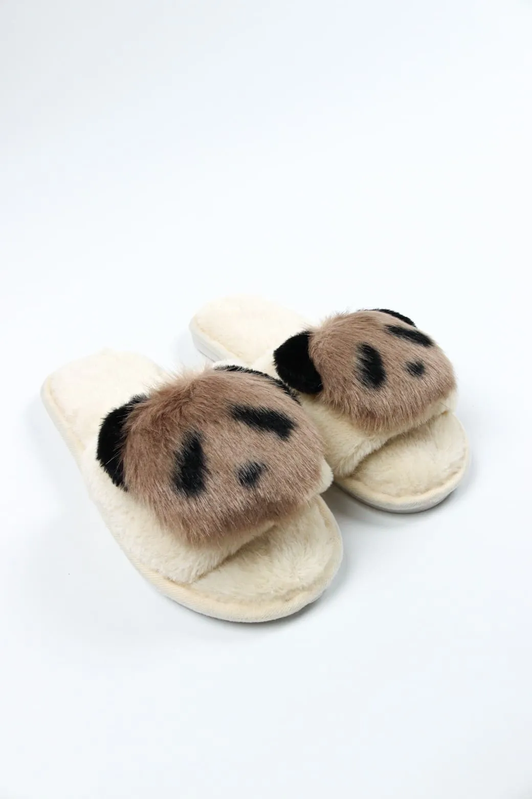 Viny - Faux Fur Panda Slipper For Women
