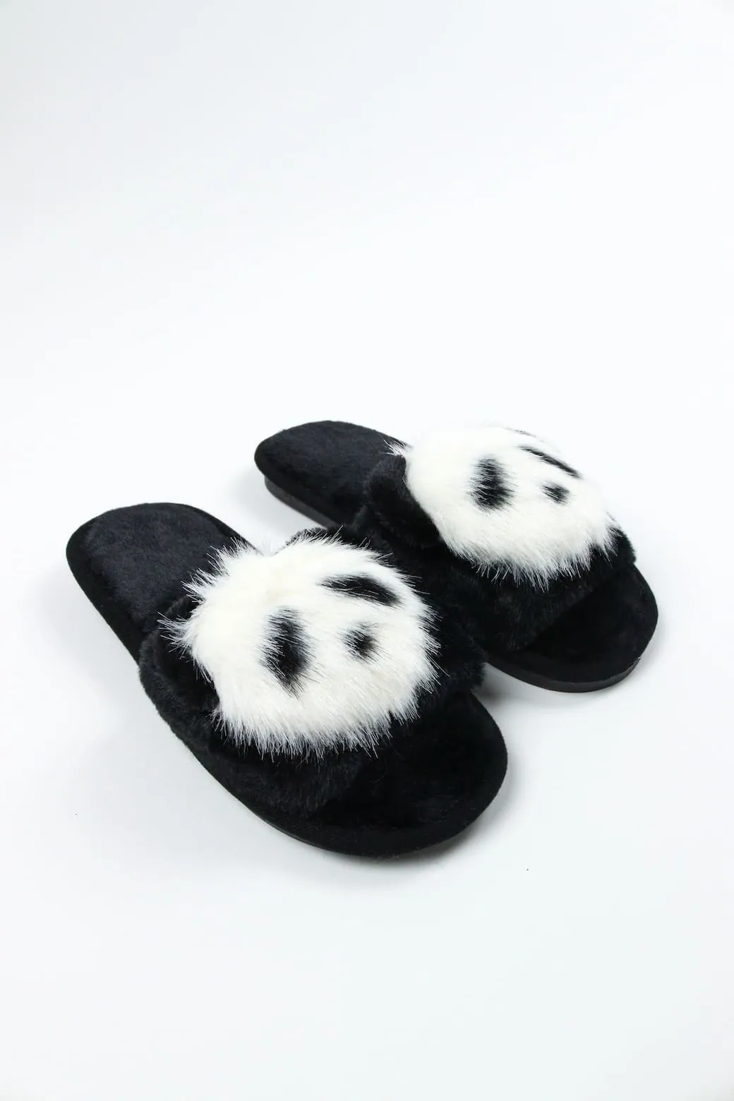 Viny - Faux Fur Panda Slipper For Women